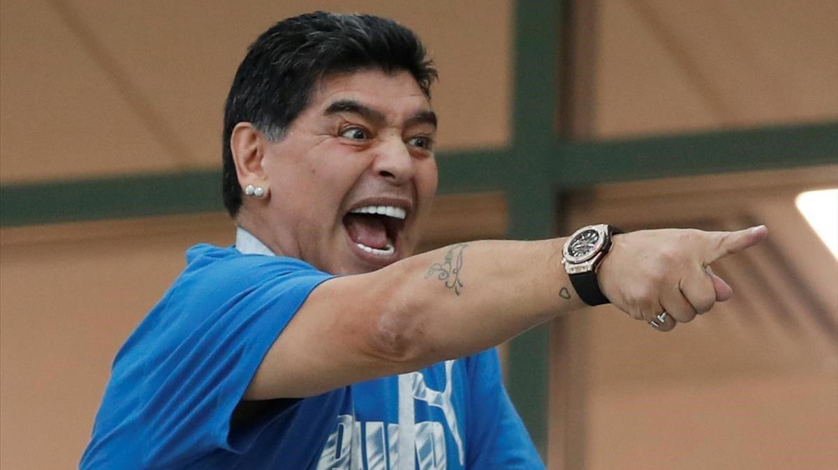 Maradona, durante un enfrentamiento entre Argentina y Croacia, en el 2018.