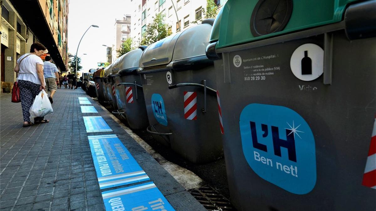 Contenedores de reciclaje de L'Hospitalet de Llobregat.