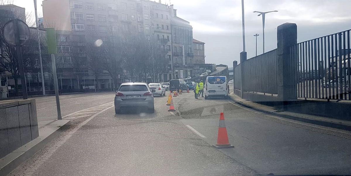Iconos acotando la zona en obras. / FdV