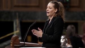 La diputada del PP, Ester Muñoz, durante su intervención en el Congreso.