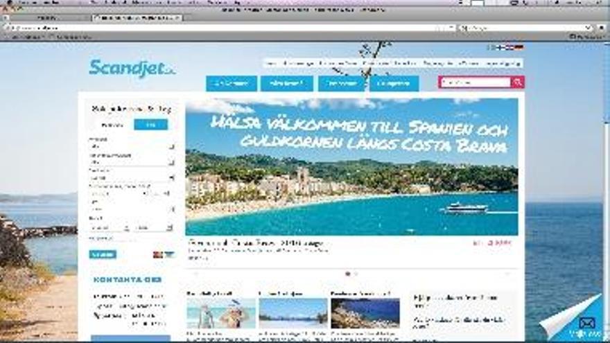 La pàgina web de la companyia Scandjet ja publicita la Costa Brava.