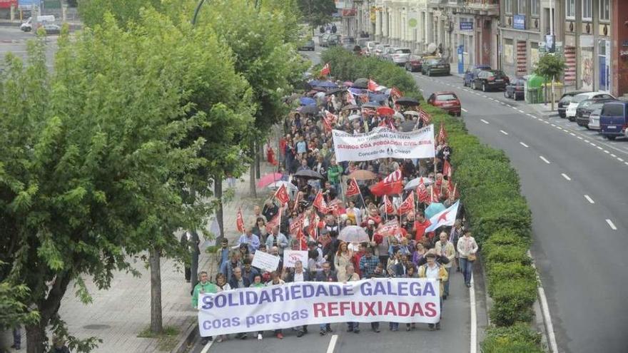 Imagen de la manifestación en solidaridad con los refugiados de ayer.