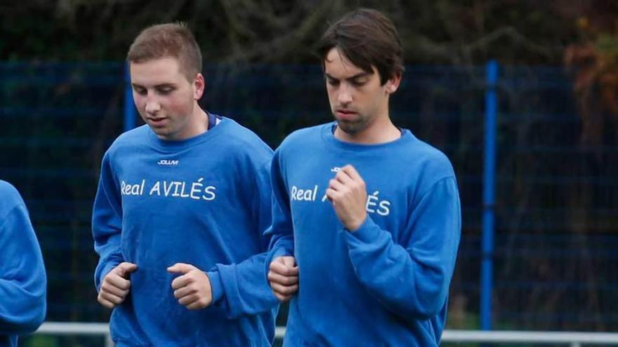 Marcos y Santa, en un entrenamiento del primer equipo.