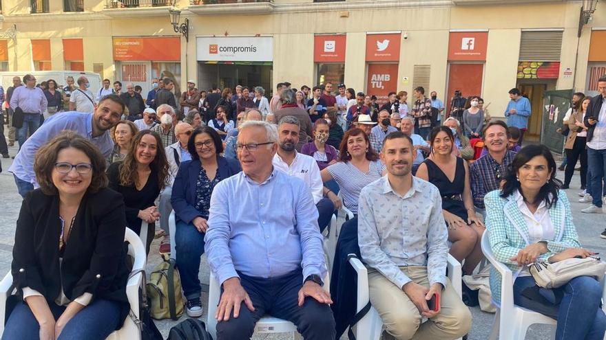 Oltra, Ribó y Campillo esta tarde en el acto de la plaza del Pilar