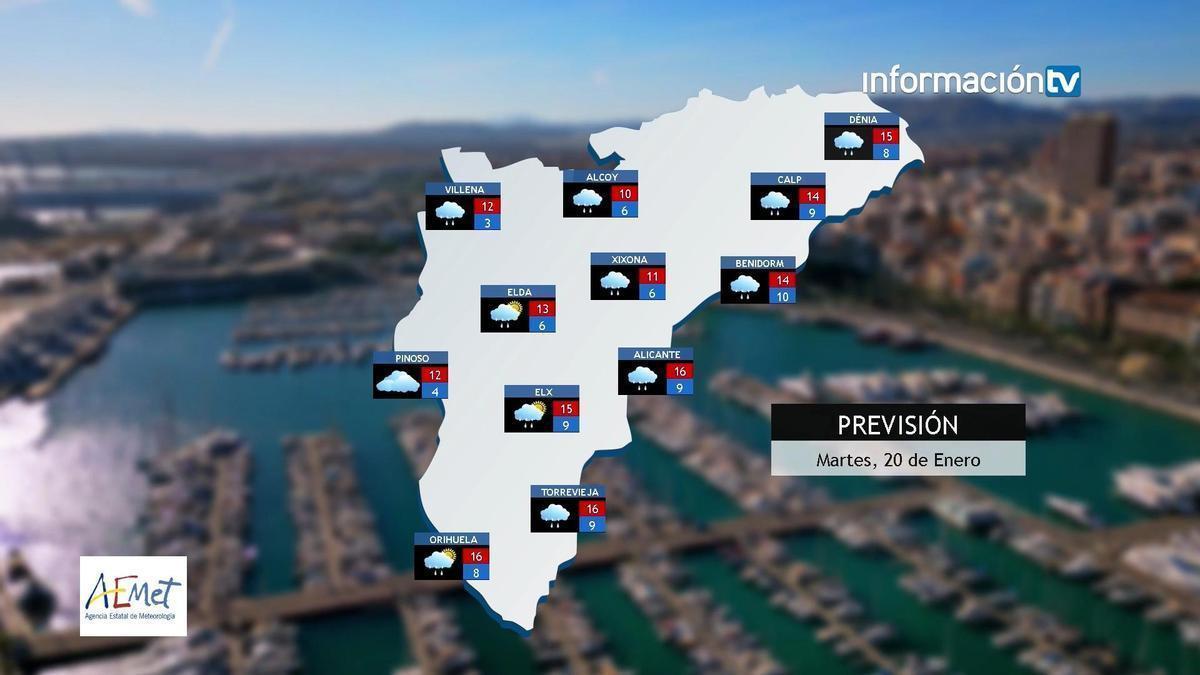 Las lluvias regresan a la provincia de Alicante este martes