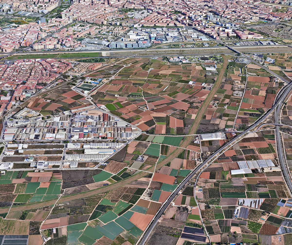 Imagen aérea de la futura vía verde del proyecto de adecuación de la Saleta.