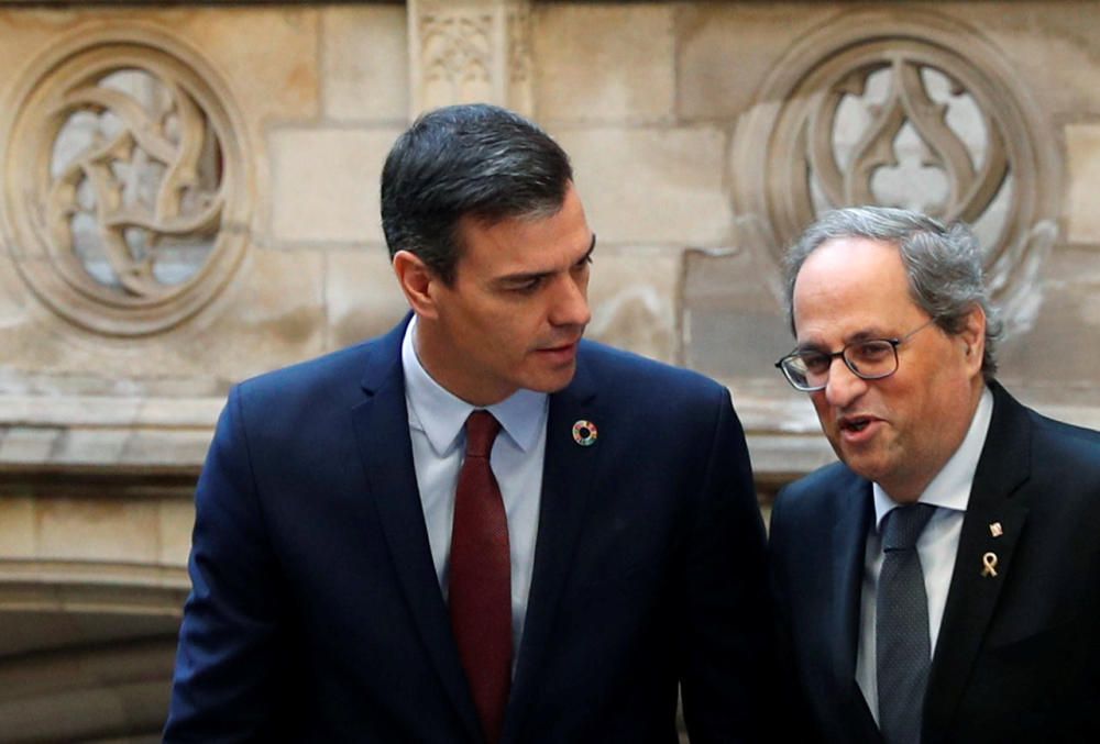 Reunió entre Torra i Sánchez al Palau de la Generalitat