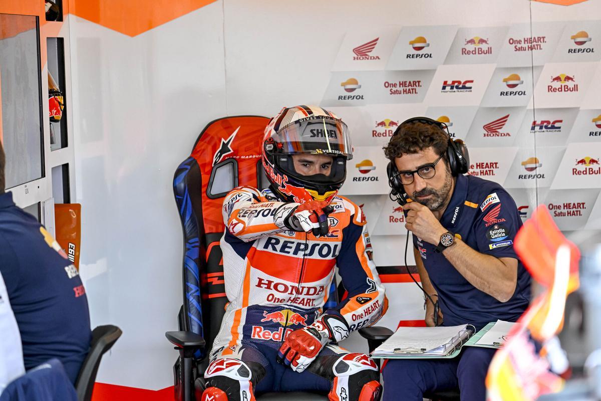 MARQUEZ Marc (spa), Repsol Honda Team, Honda RC213V, portrait during the 2023 Moto GP Liqui Moly Motorrad Grand Prix Deutschland from June 16 to 18, 2028 on Circuit de Sachsenring, Germany - Photo Studio Milagro / DPPI Gigi Soldano / Dppi Media / Afp7 16/06/2023 ONLY FOR USE IN SPAIN