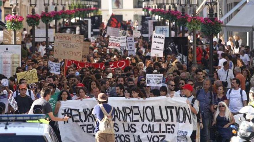 La manifestación del pasado 15 de mayo en Málaga congregó a miles de personas en el Centro.