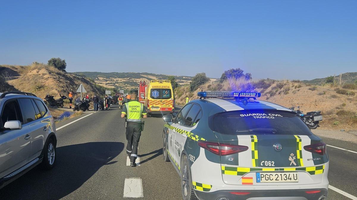 Imagen del accidente en la localidad de Huesca, este jueves.