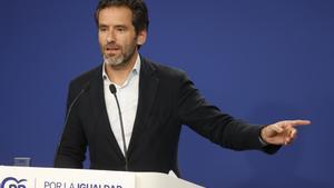 Borja Sémper,  durante la rueda de prensa posterior a la reunión del Comité de Dirección del Partido Popular, el 18 de septiembre de 2023.