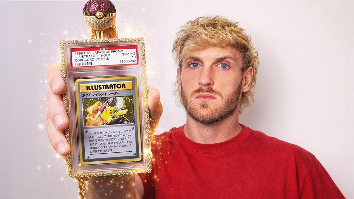 Logan Paul posa con la carta Pokemon