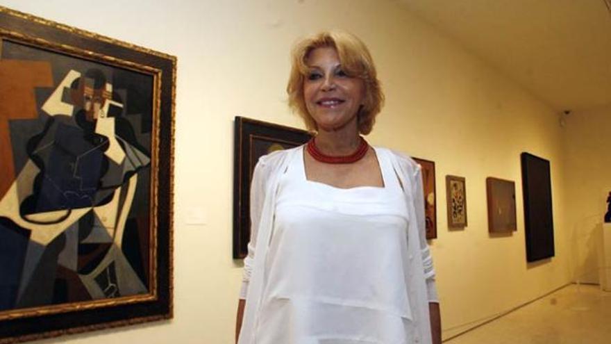 La baronesa, en la inauguración de la primera exposición temporal del Museo, «La tradición moderna en la Colección Carmen Thyssen. Monet, Picasso, Matisse, Miró».