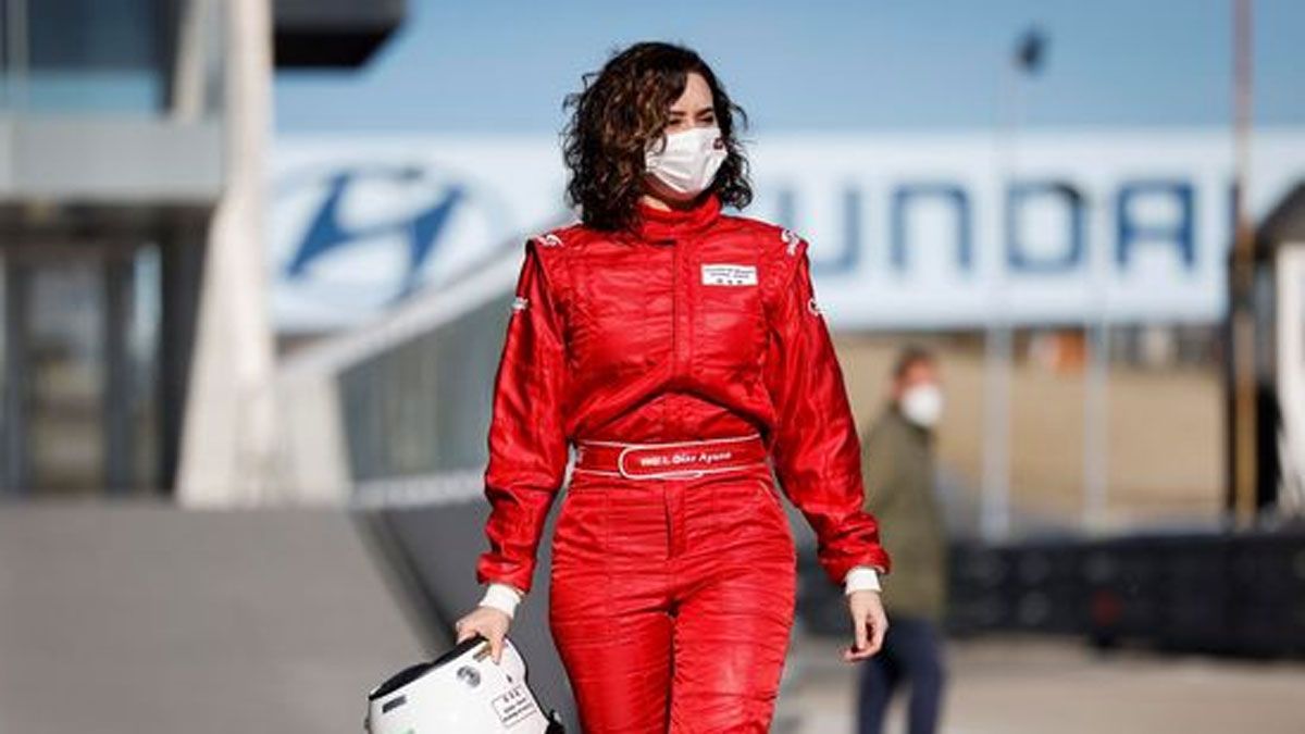 Isabel Díaz Ayuso, durante un acto en el Circuito Madrid Jarama-RACE, en febrero