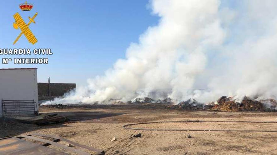 Una imprudencia provocó el fuego que calcinó mil pacas de heno en una finca de Badajoz