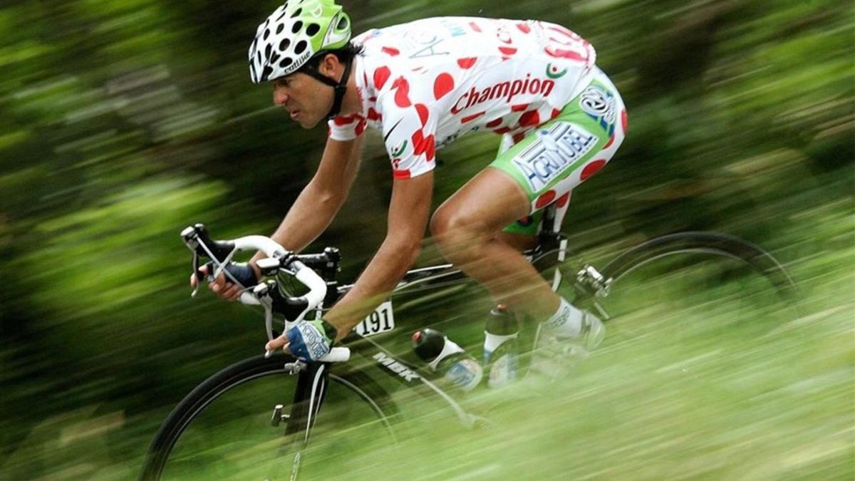Juanmi Mercado, con el 'maillot' de la montaña del Tour de Francia
