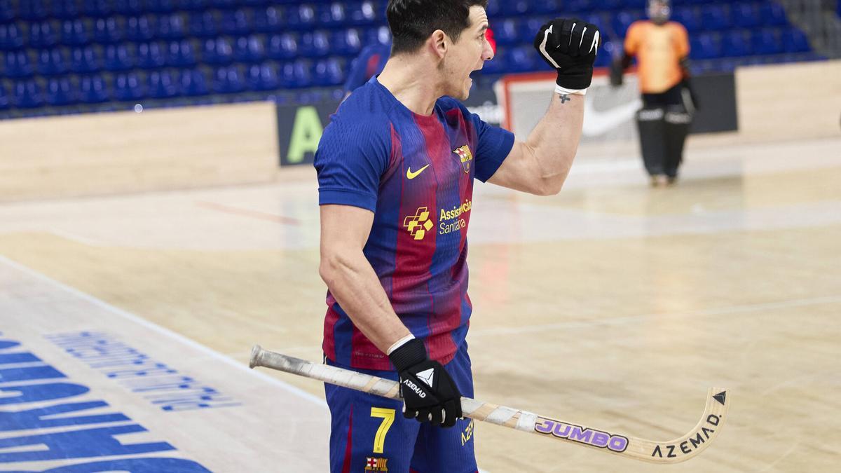 Pablo Álvarez, en un partido de la OK Liga con el Barça ante el Alcoi