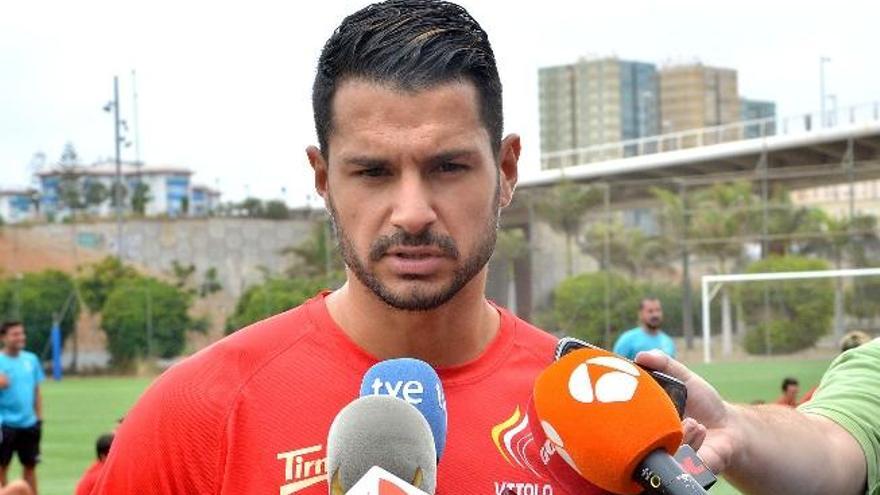 Vitolo, esta mañana, en el Alfonso Silva.