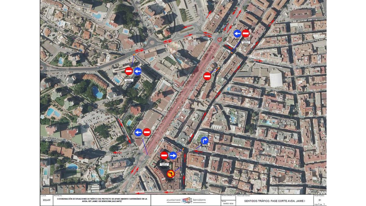 Mapa de señales que marcan obligación y prohibición en la circulación cercana a JaimeI.