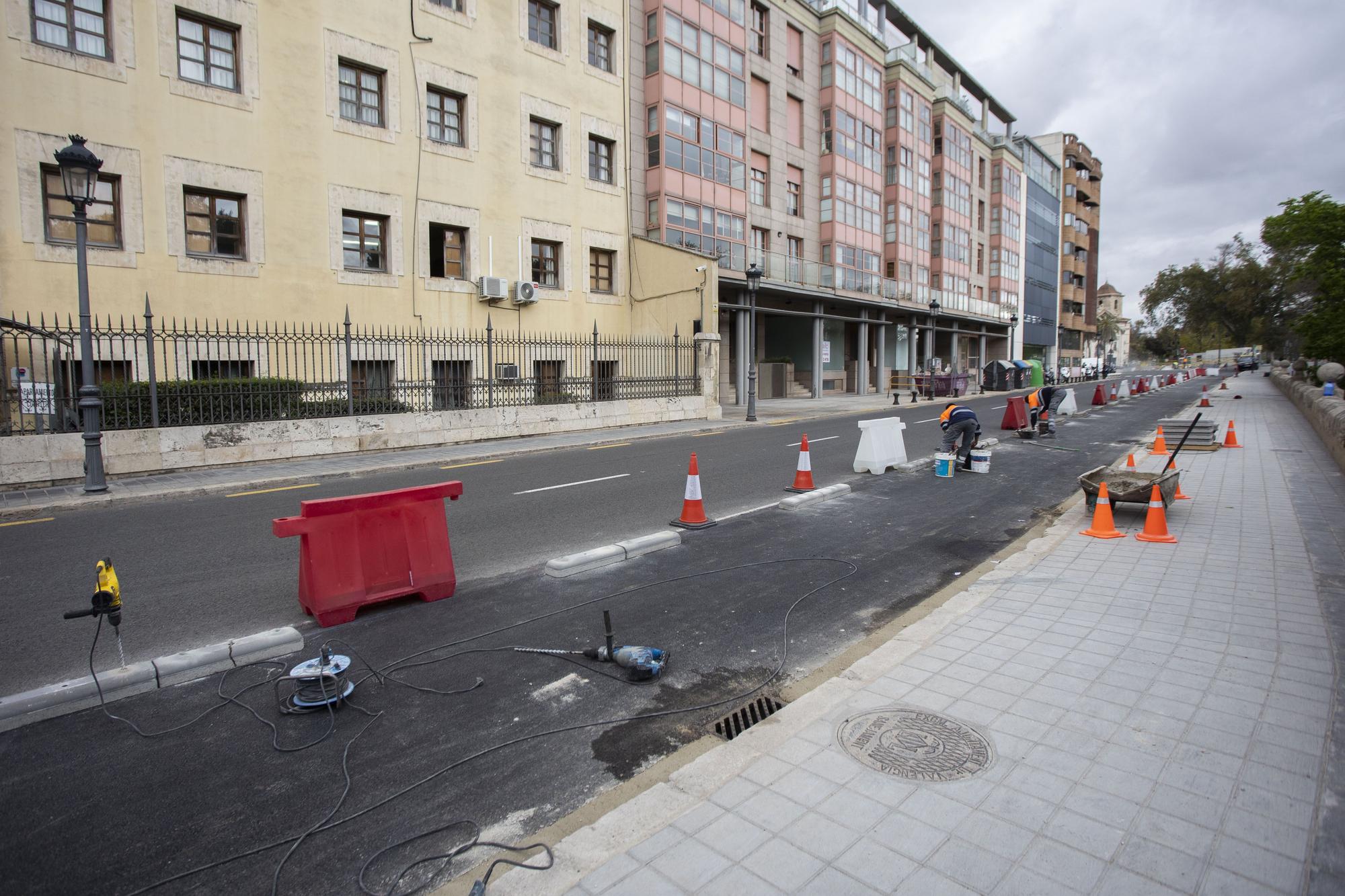 Así están las obras del nuevo carril bici del Paseo de la Ciutadela