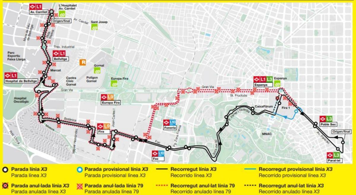 El recorrido de la nuva línea de bus exprés X3 El recorrido de la nuva línea de bus exprés X3