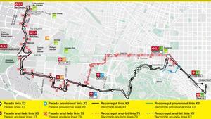 El recorrido de la nuva línea de bus exprés X3
