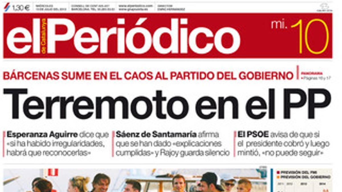 La portada de EL PERIÓDICO (10-7-2013).