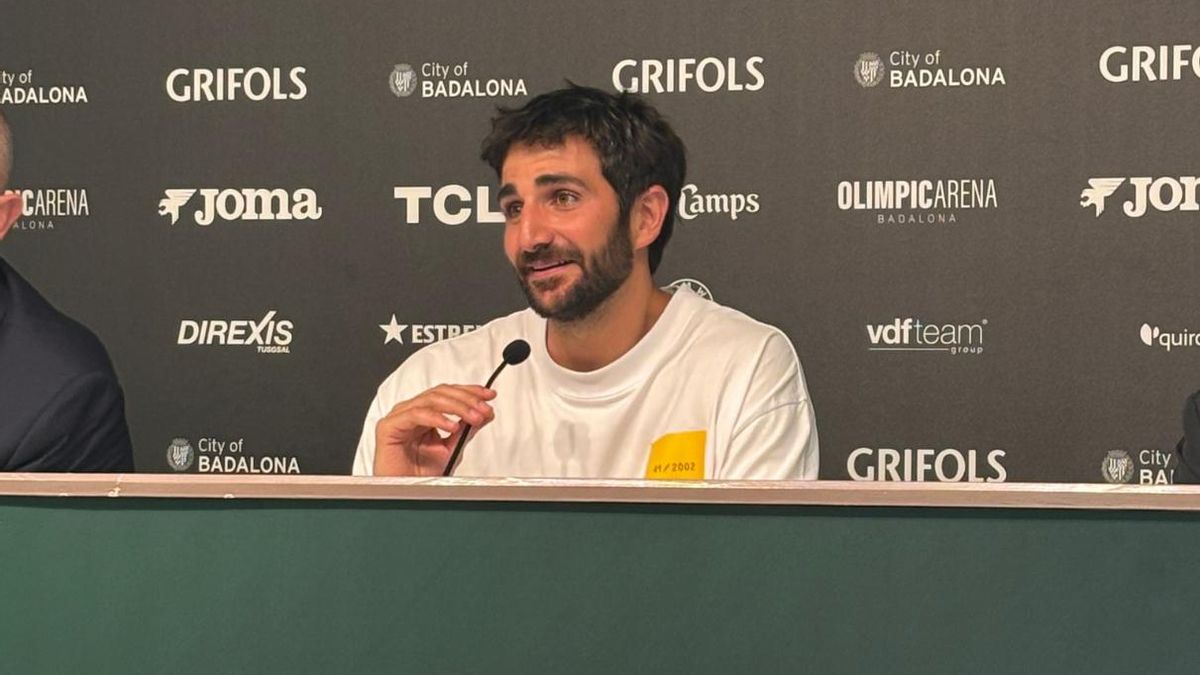 El base Ricky Rubio, en la rueda de prensa de su presentación como nuevo jugador del Joventut.