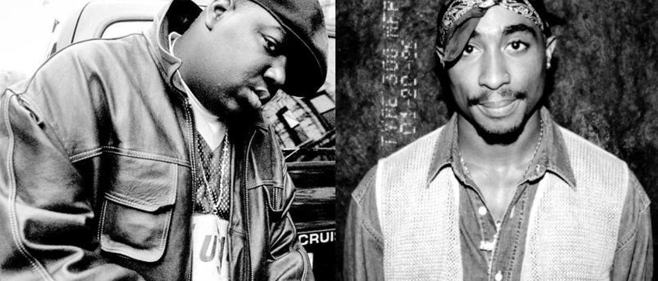 Os rapeiros 2Pac (1971-1996), á esquerda, e The Notorious B.I.G. (1972-1997).