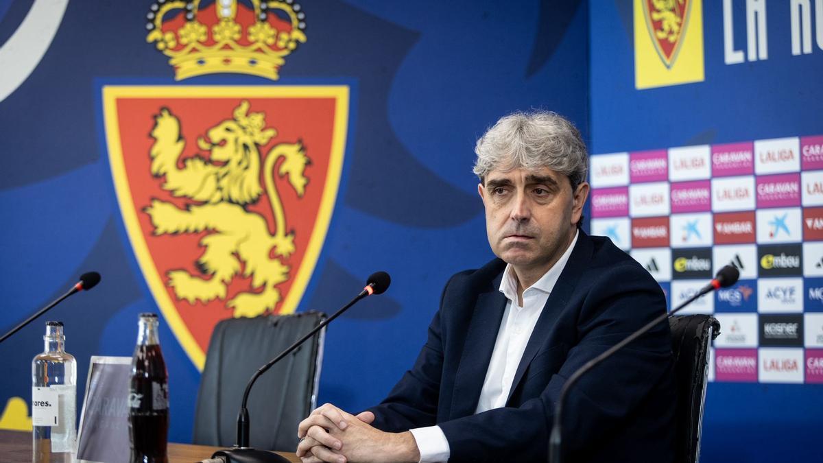 Txema Indias durante su presentación como director deportivo del Real Zaragoza