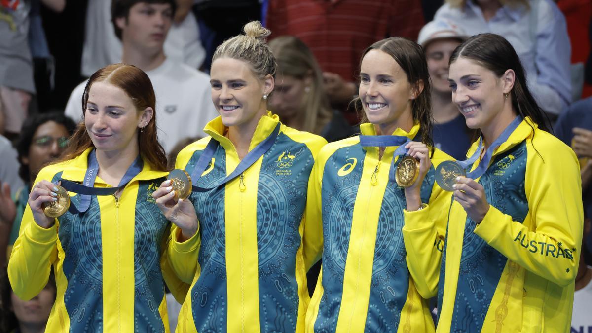 El equipo australiano de 4x100 relevos femenino, en París 2024
