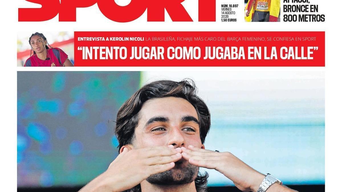 La portada de SPORT de hoy viernes, 14 de agosto de 2026
