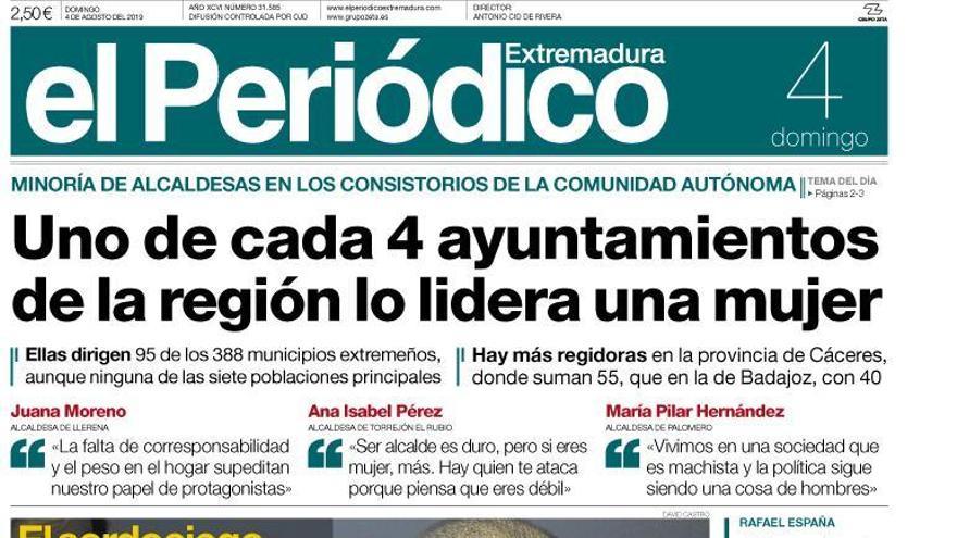 Esta es la portada de EL PERIÓDICO EXTREMADURA correspondiente al día 4 de agosto del 2019