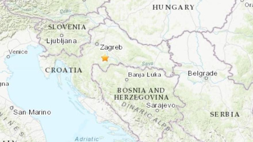 Lugar donde se ha producido el terremoto en Croacia.