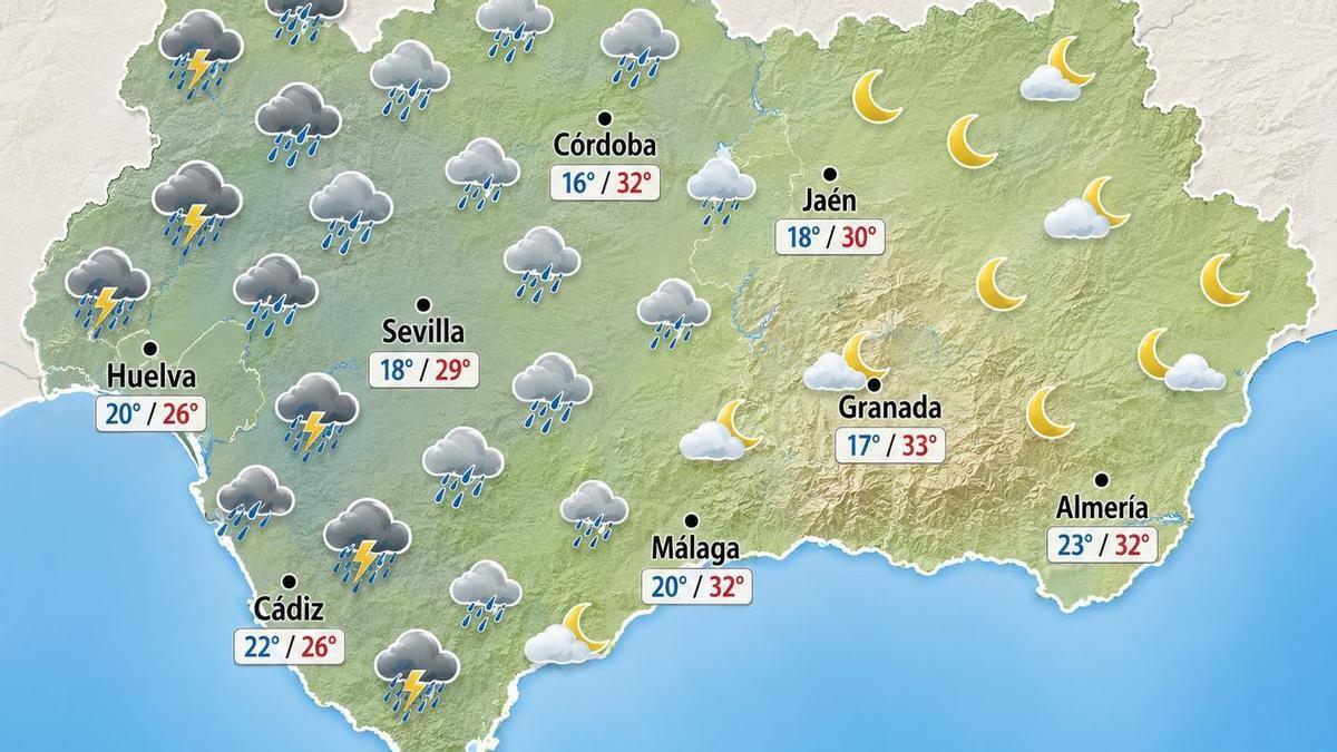 Mapa meteorológico para este lunes.