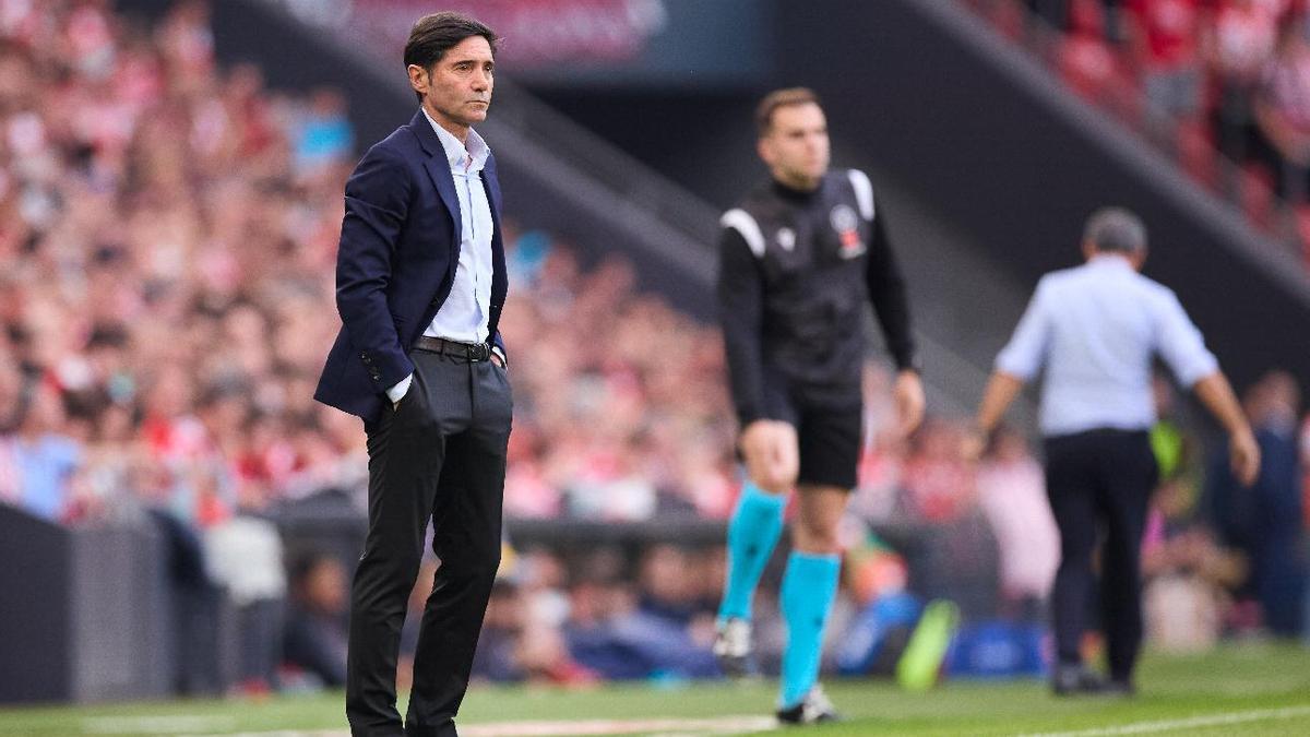 Marcelino Garcia Toral durante el partido en Bilbao.