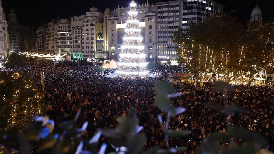 Las luces de Navidad en València, a vista de dron