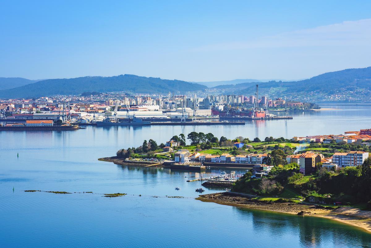 Vista de la Ría de Ferrol en Galicia