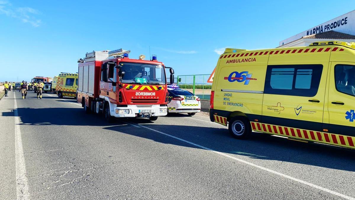 Tres heridos, dos de ellos graves, tras una colisión frontal en Torre Pacheco