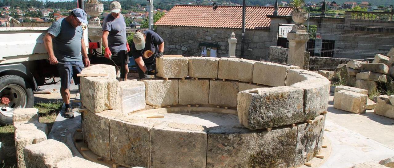 Colocación de las  piedras de la cúpula para su numeración.