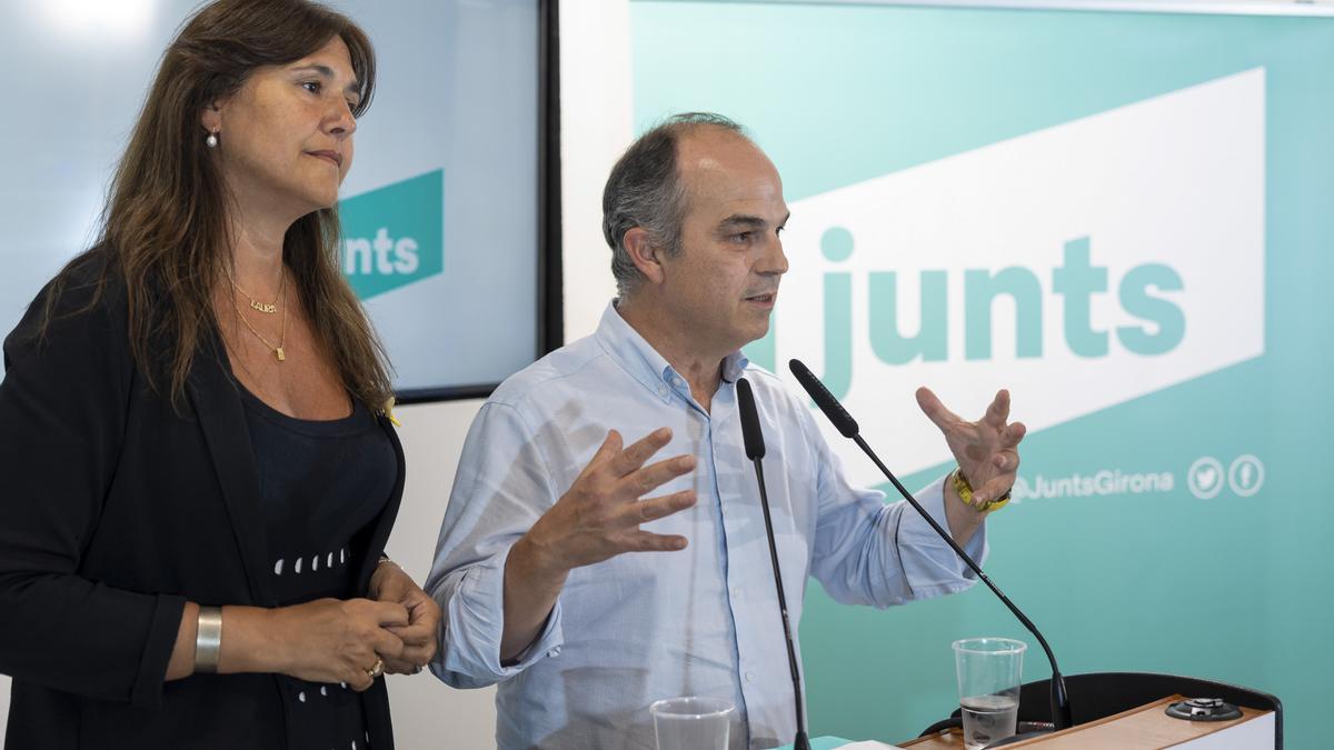 La presidenta de Junts, Laura Borràs, y el secretario general del partido, Jordi Turull.