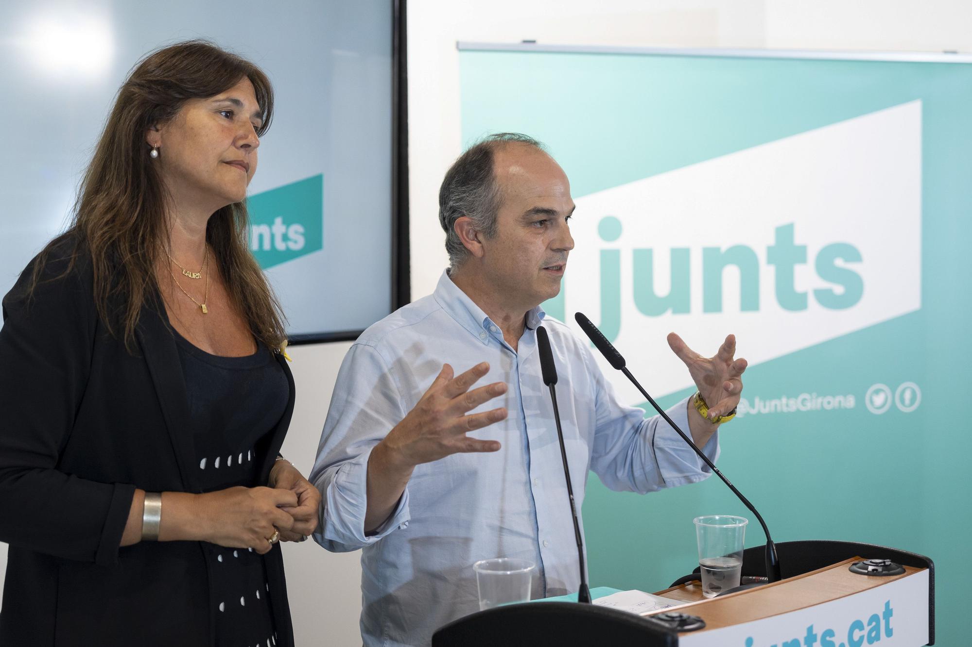 La presidenta de Junts, Laura Borràs, y el secretario general del partido, Jordi Turull.