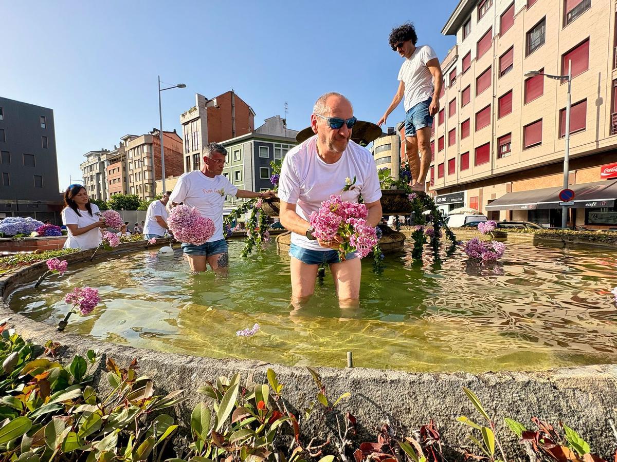 Enramado de fuentes por San Xuan en Mieres