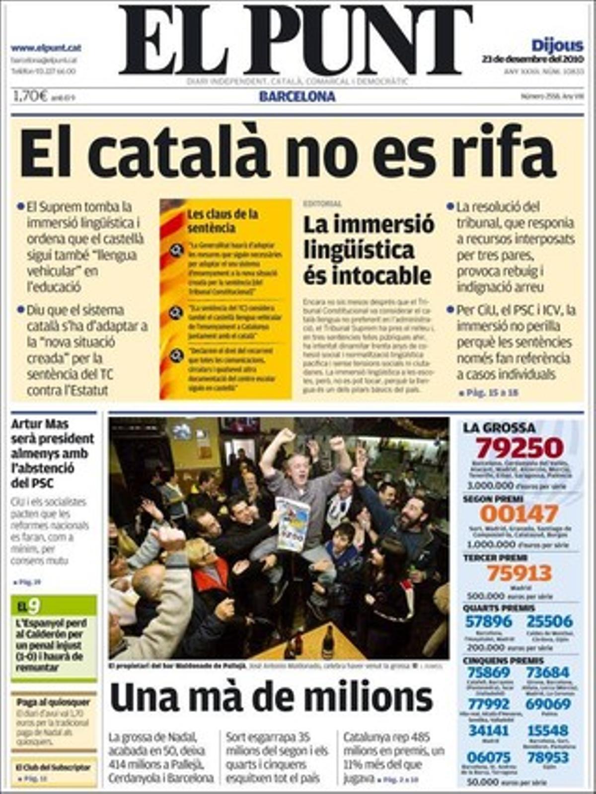 ’El Punt’ destaca en pàgines interiors que està en marxa la reforma del Codi Penal contra els reincidents.