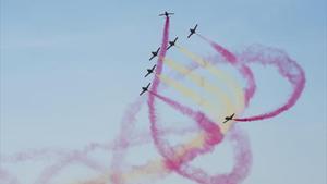 Aviones militares en una exhibición en Lleida.