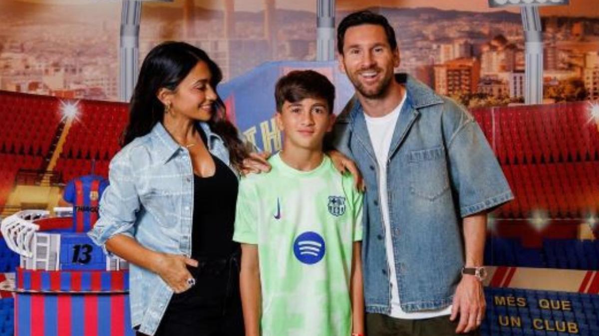 Antonela Rocuzzo y Leo Messi celebrando el cumpleaños de su hijo, Thiago