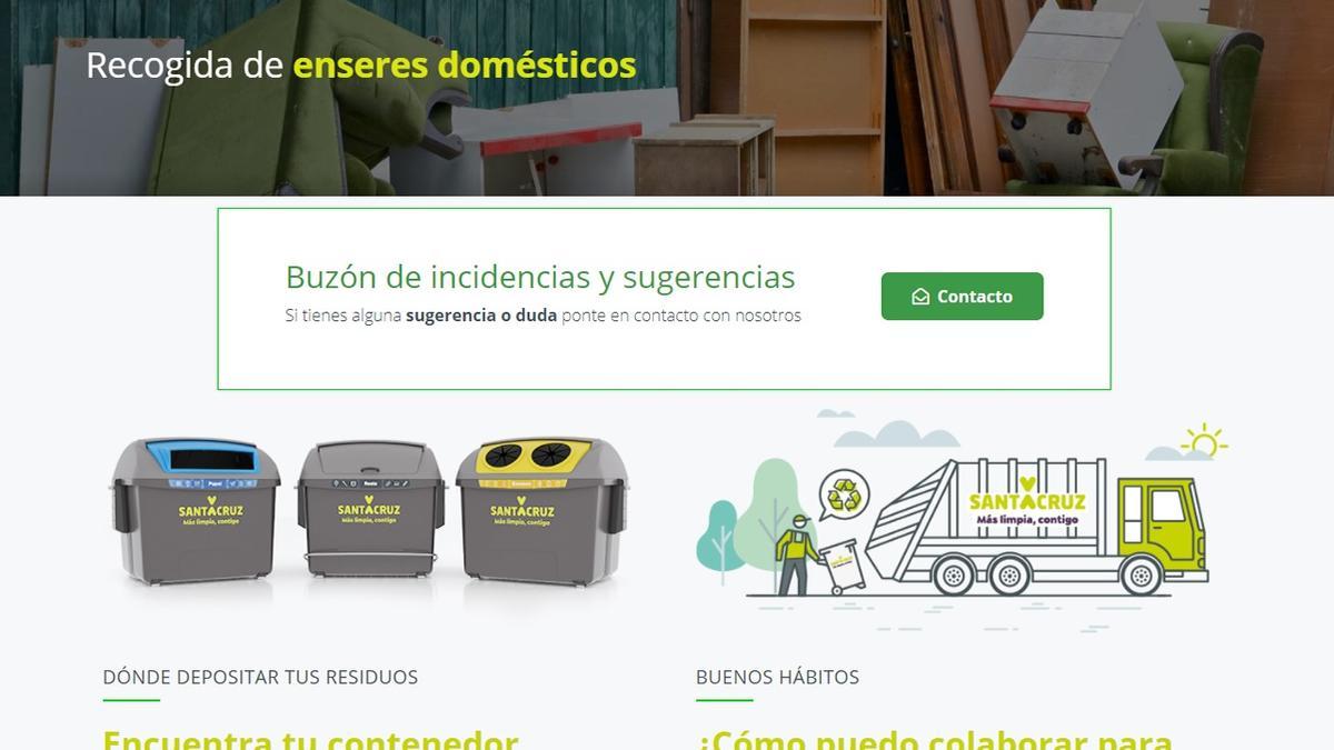 Web del servicio de limpieza y recogida de residuos de Santa Cruz.