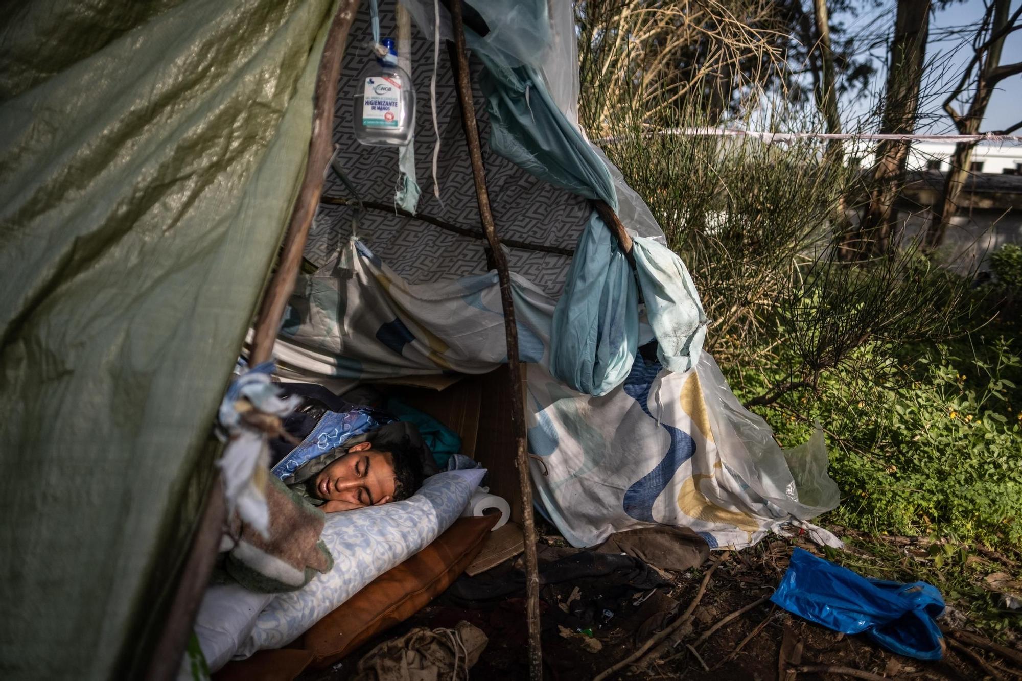 Visita de la eurodiputada Sira Rego al campamento de Las Raíces.