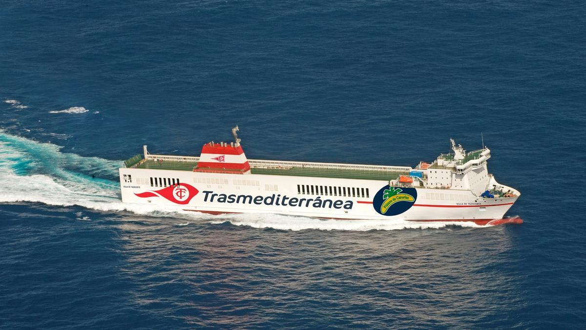 El Villa de Tazacorte, el mayor mercante de la fota española de Transmediterránea, utilizará el biocombustible de Moeve