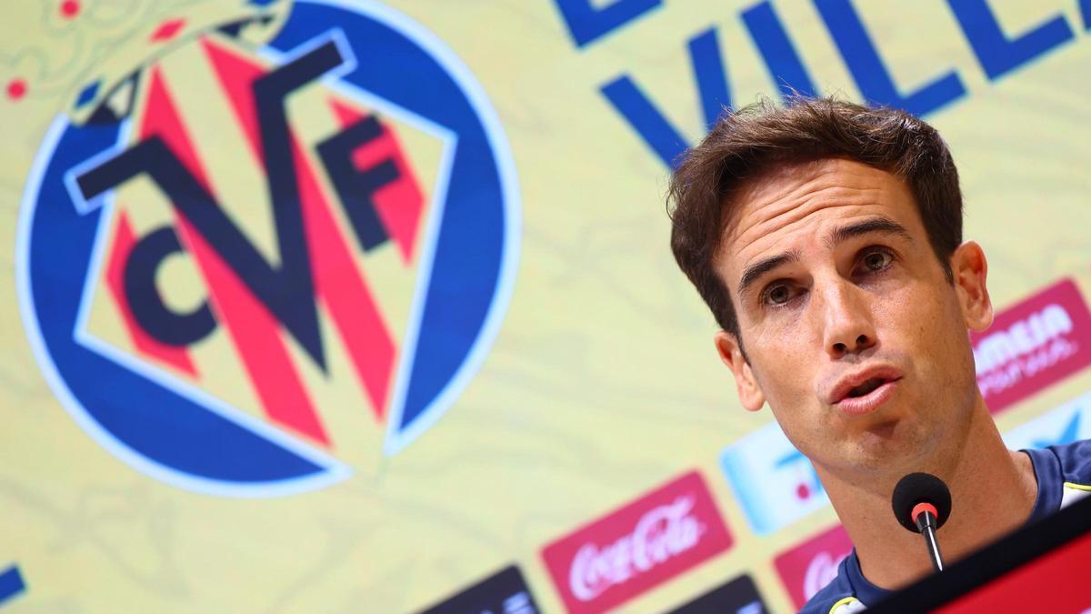 Iñigo Pérez, durante la rueda de prensa previa al Atlético-Villarreal.